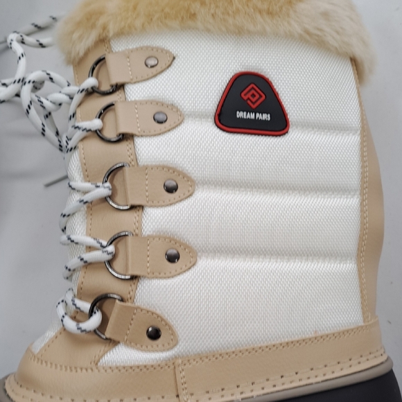 Dream Pairs Women's Winter Boots with Faux Fur in Tan and Black - Picture 4 of 16